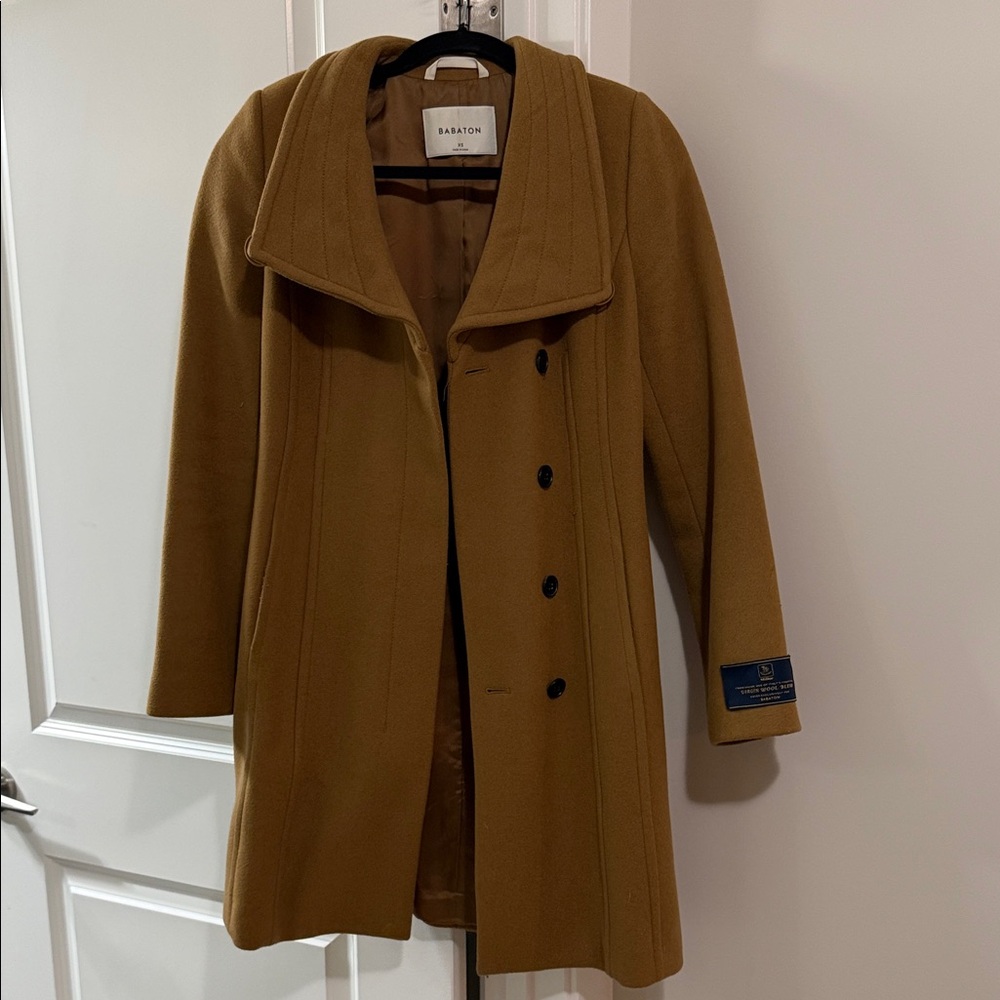 Babaton Tan Double-Breasted Coat